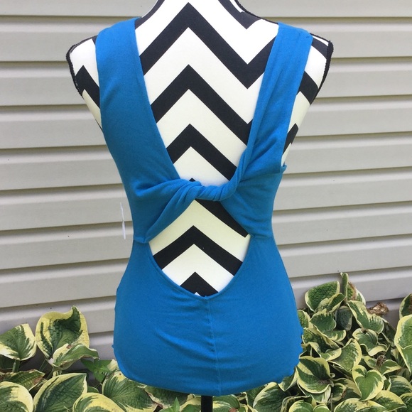 NWT Free People Blue Pfeiffer Twist Open Back Tank - Picture 8 of 8